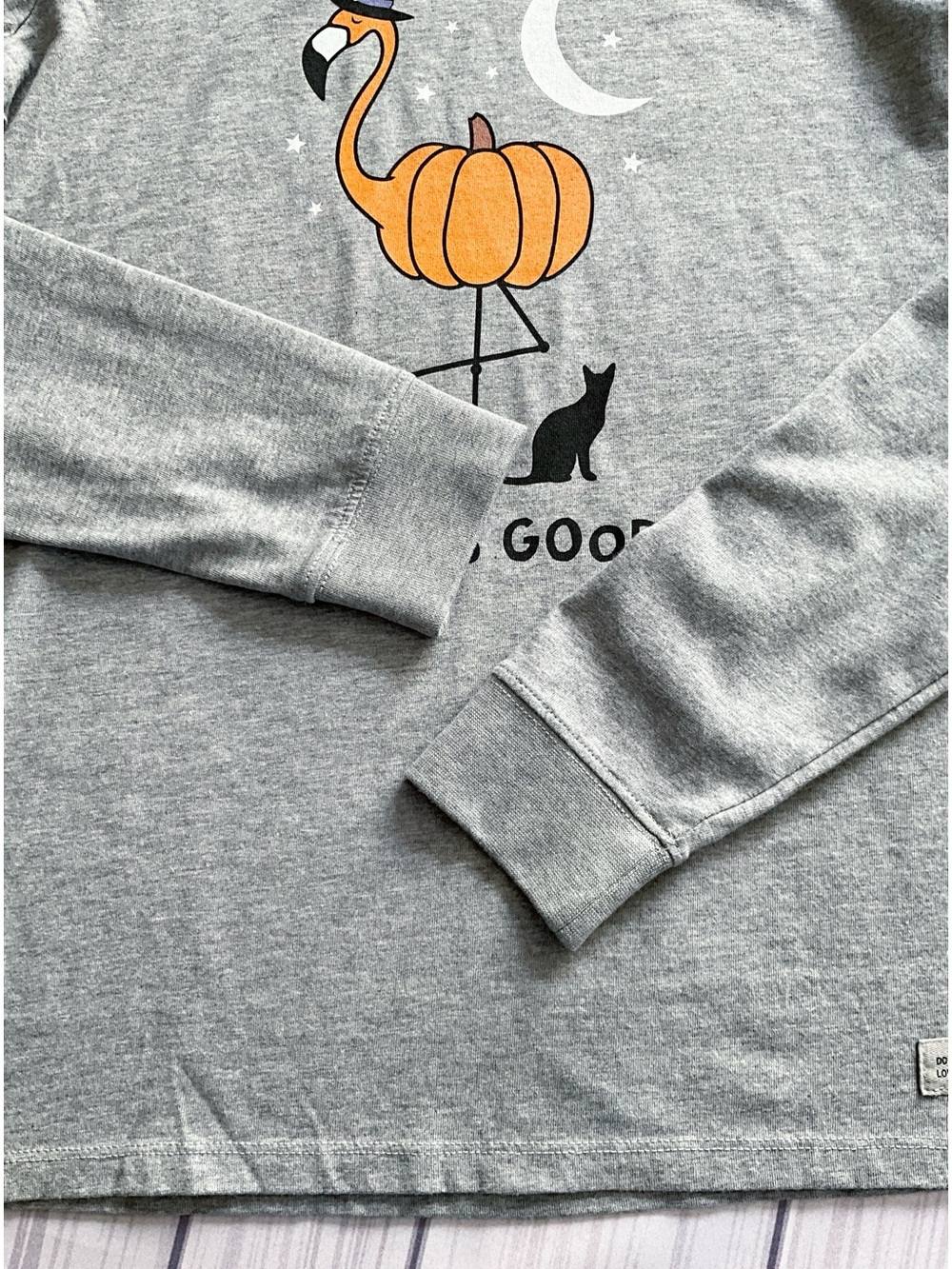 NWT Life is Good Flamingo Pumpkin Halloween Long-Sleeve Crusher Tee - Picture 10 of 13